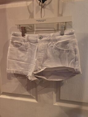 American Eagle Outfitters White Frayed Denim Shorties
